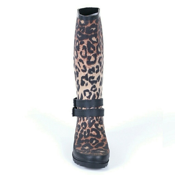 Women Tall Rain boots, #1900, Leopard - Picture 4 of 6